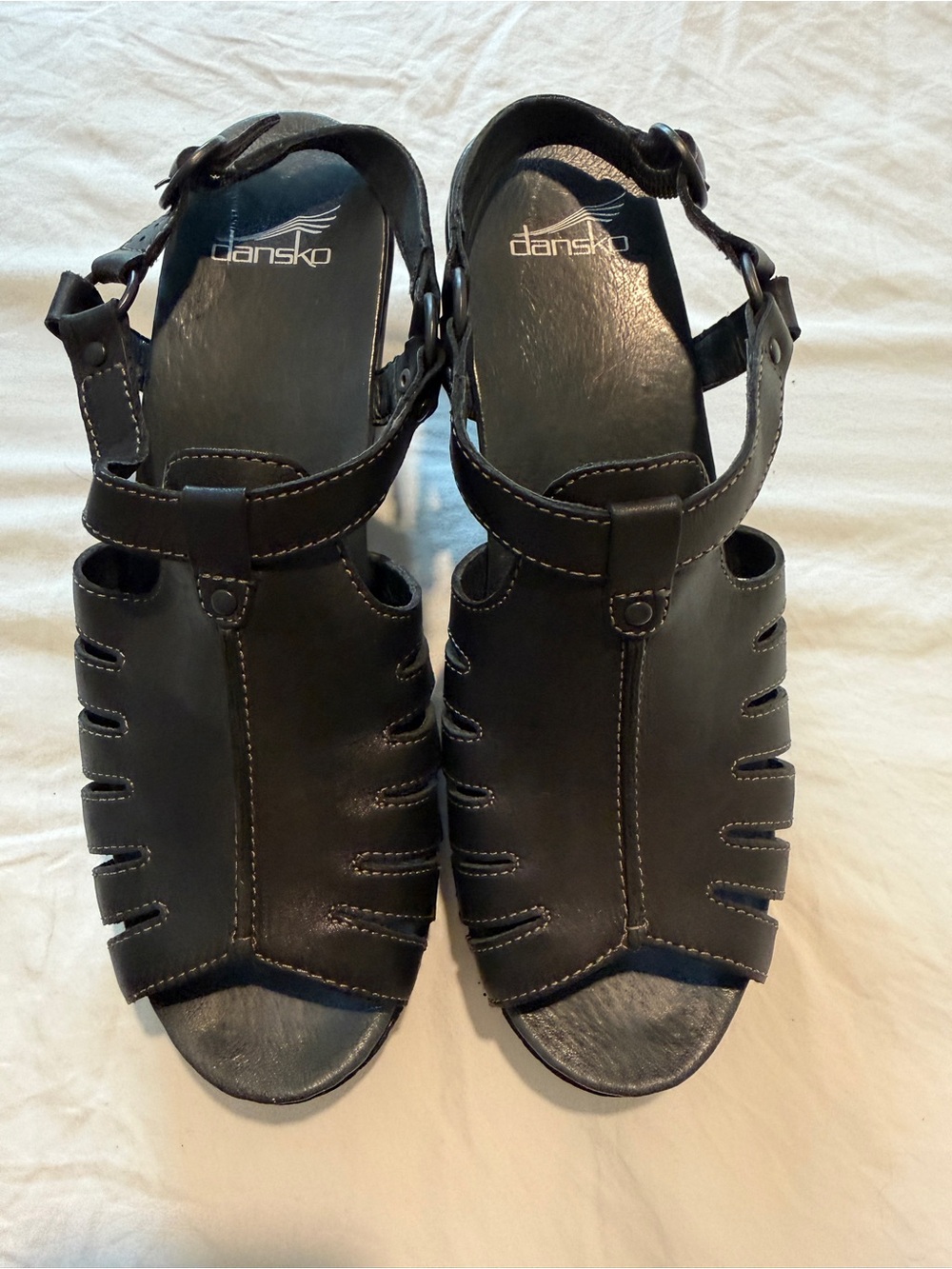 Dansko Black Strappy Women's Heel Sandals